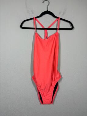 Speedo Size 36/Large Racerback Swimsuit One Piece Black Maroon Neon Classic Fit